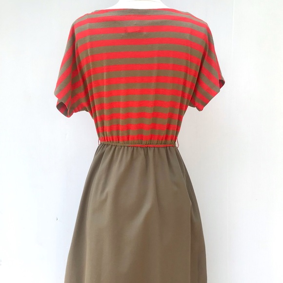 Vintage 70’s orange & tan striped mod retro minimalist dress - Picture 5 of 7